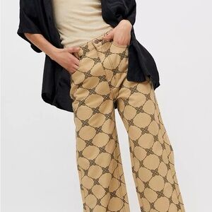 BDG Beige tennis pattern wide leg pants